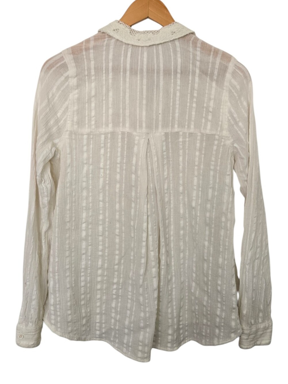 Free People Romantic Ivory Lace Embroidered Sheer Button Up Blouse Boho Cottagec - Picture 5 of 6